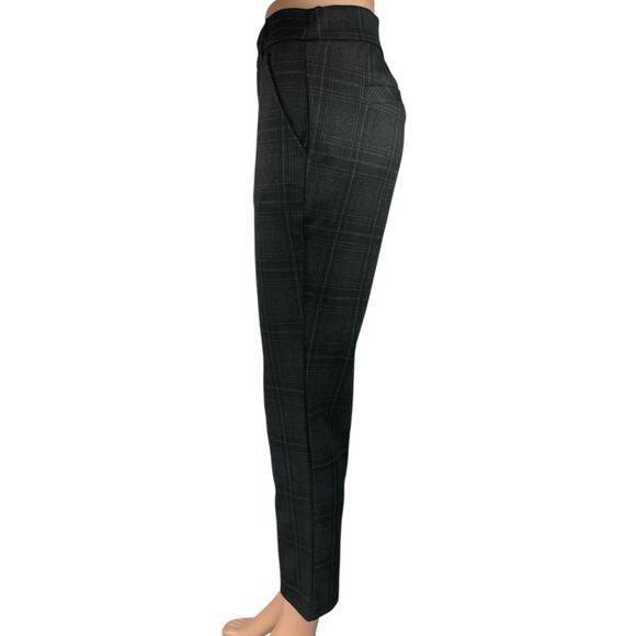 Wit & Wisdom Black Plaid Mid Rise Slim Straight Cropped Trouser Pants Size 2 - Picture 2 of 5